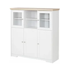 Loft24 Nanna - Kast met 2 glazen deuren en 3 deuren in wit / eiken effect Clearance