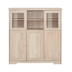 Loft24 Nanna - Kast met 2 glazen deuren en 3 deuren in eiken effect New