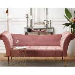 Beliani NANTILLY - Chaise longue - Roze - Symmetrisch - Fluweel