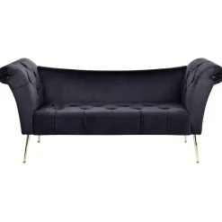 Beliani NANTILLY - Chaise longue - Zwart - Fluweel Online