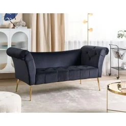 Beliani NANTILLY - Chaise longue - Zwart - Fluweel Online