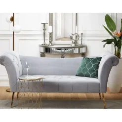 Beliani NANTILLY - Chaise longue - Grijs - Symmetrisch - Fluweel Clearance