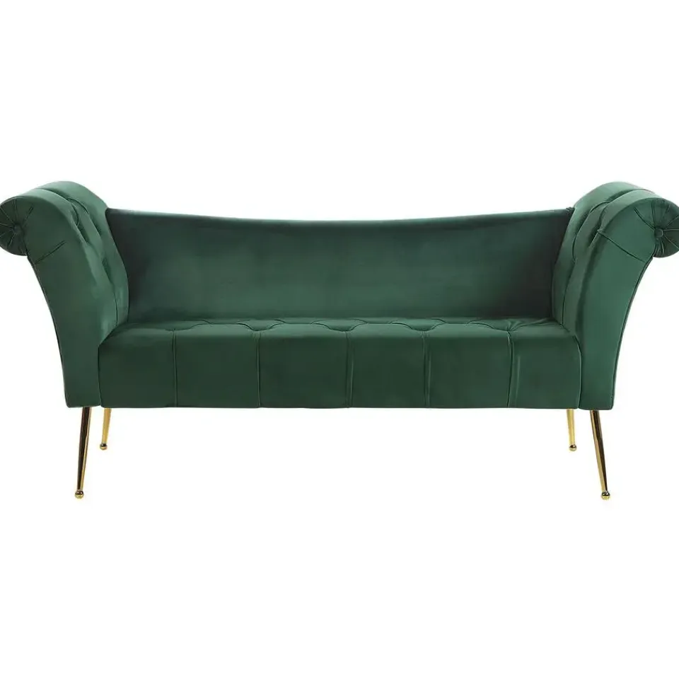 Beliani NANTILLY - Chaise longue - Groen - Symmetrisch - Fluweel Discount