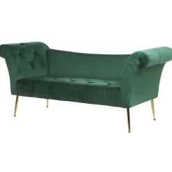 Beliani NANTILLY - Chaise longue - Groen - Symmetrisch - Fluweel Discount