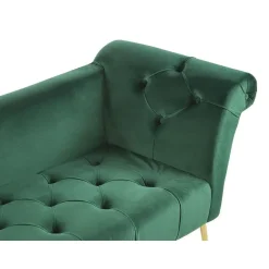 Beliani NANTILLY - Chaise longue - Groen - Symmetrisch - Fluweel Discount