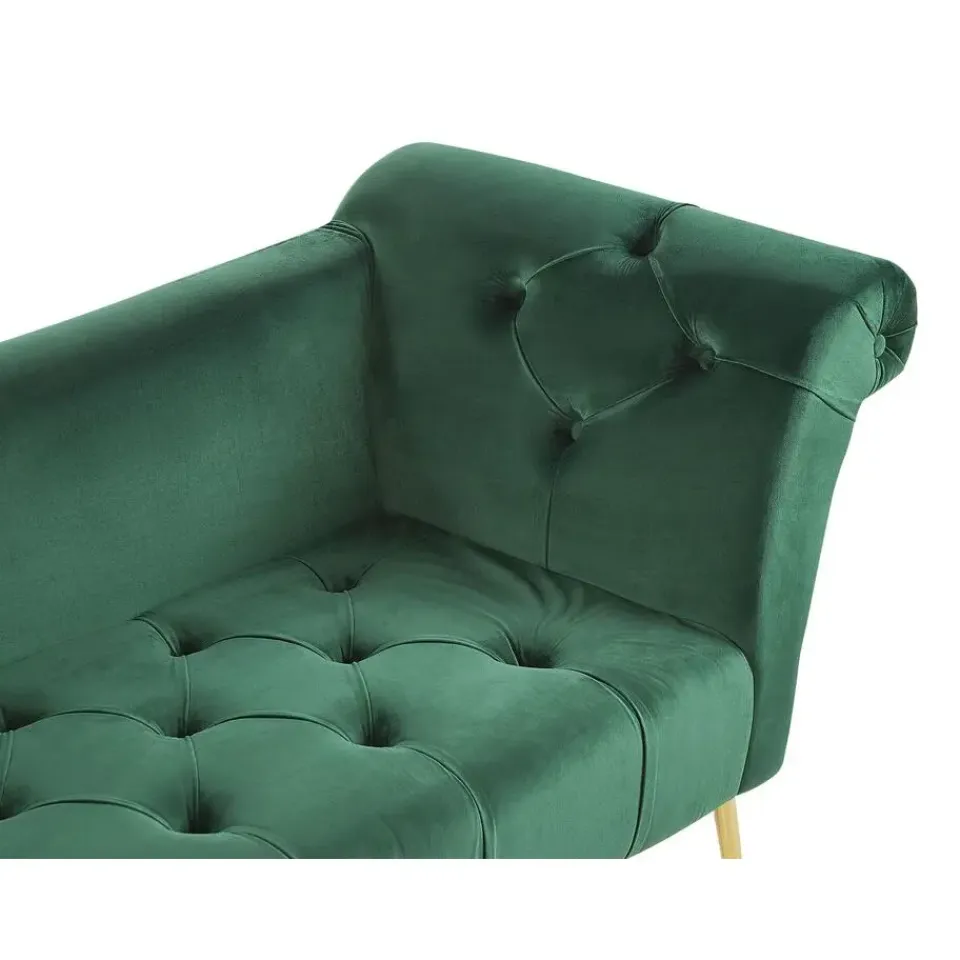 Beliani NANTILLY - Chaise longue - Groen - Symmetrisch - Fluweel Discount