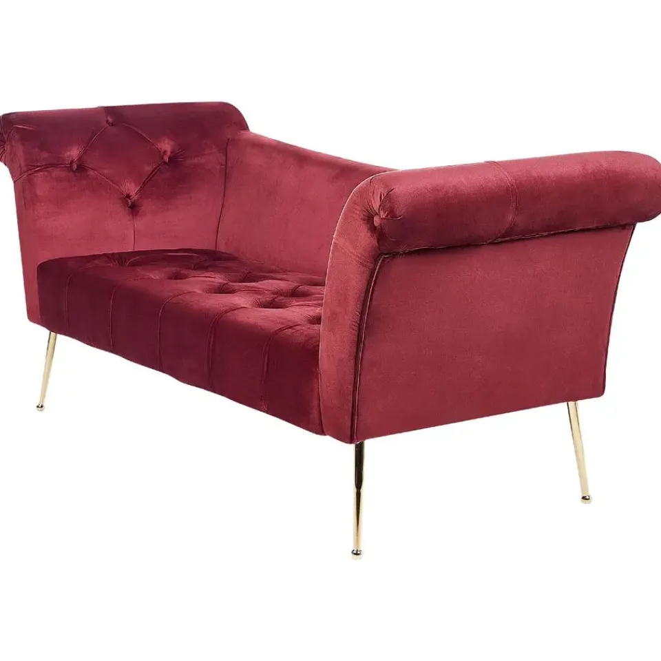 Beliani NANTILLY - Chaise longue - Rood - Fluweel