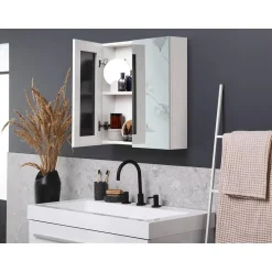 Beliani NAVARRA - Badkamermeubel - Wit/Zilver - Multiplex Sale