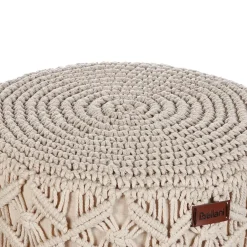 Beliani NAWABAD - Poef - Beige - 40 x 40 x 50 cm - Katoen New