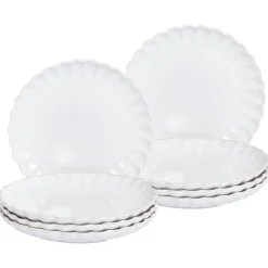 Leen Bakker NETTLE - Bijzetborden set van 8 - Wit - Steengoed Best