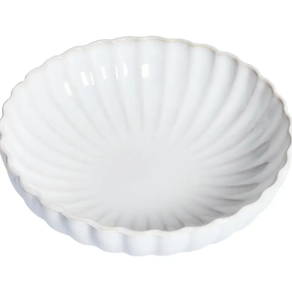 Leen Bakker NETTLE - Diepe borden set van 4 - Gebroken wit - Steengoed Discount