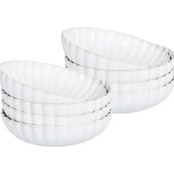 Leen Bakker NETTLE - Diepe borden set van 8 - Wit - Steengoed Hot