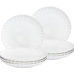 Leen Bakker NETTLE - Dinerborden set van 8 - Wit - Steengoed Discount