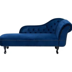 Beliani NIMES - Chaise longue - Blauw - Rechterzijde - Fluweel Outlet