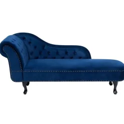 Beliani NIMES - Chaise longue - Blauw - Linkerzijde - Fluweel Clearance