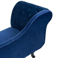 Beliani NIMES - Chaise longue - Blauw - Linkerzijde - Fluweel Clearance