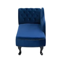 Beliani NIMES - Chaise longue - Blauw - Linkerzijde - Fluweel Clearance