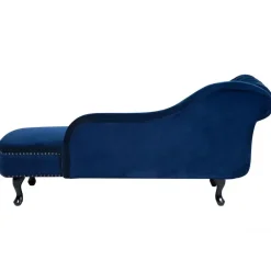 Beliani NIMES - Chaise longue - Blauw - Linkerzijde - Fluweel Clearance