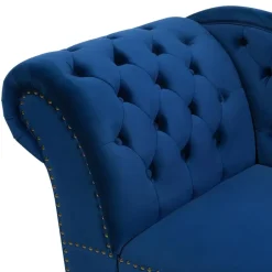 Beliani NIMES - Chaise longue - Blauw - Linkerzijde - Fluweel Clearance