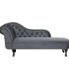 Beliani NIMES - Chaise longue - Grijs - Linkerzijde - Fluweel Clearance