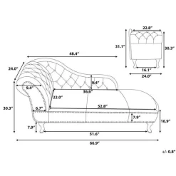 Beliani NIMES - Chaise longue - Grijs - Linkerzijde - Fluweel Clearance