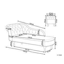 Beliani NIMES - Chaise longue - Grijs - Linkerzijde - Fluweel Clearance