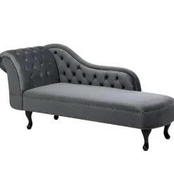 Beliani NIMES - Chaise longue - Grijs - Linkerzijde - Fluweel Clearance