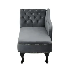 Beliani NIMES - Chaise longue - Grijs - Linkerzijde - Fluweel Clearance