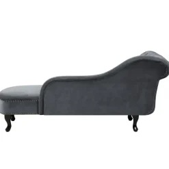 Beliani NIMES - Chaise longue - Grijs - Linkerzijde - Fluweel Clearance