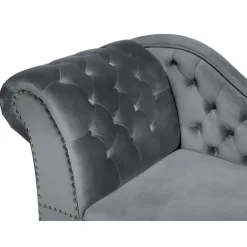 Beliani NIMES - Chaise longue - Grijs - Linkerzijde - Fluweel Clearance