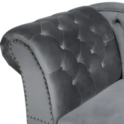 Beliani NIMES - Chaise longue - Grijs - Linkerzijde - Fluweel Clearance