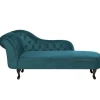 Beliani NIMES - Chaise longue - Groen Blauw - Linkerzijde - Fluweel
