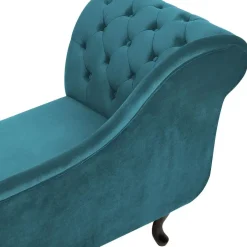 Beliani NIMES - Chaise longue - Groen Blauw - Linkerzijde - Fluweel