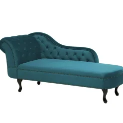 Beliani NIMES - Chaise longue - Groen Blauw - Linkerzijde - Fluweel