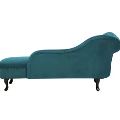 Beliani NIMES - Chaise longue - Groen Blauw - Linkerzijde - Fluweel