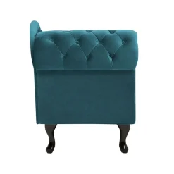 Beliani NIMES - Chaise longue - Groen Blauw - Linkerzijde - Fluweel