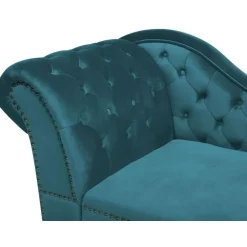 Beliani NIMES - Chaise longue - Groen Blauw - Linkerzijde - Fluweel