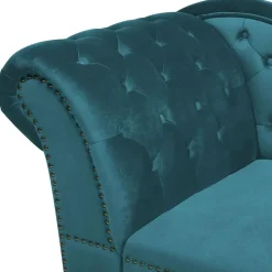 Beliani NIMES - Chaise longue - Groen Blauw - Linkerzijde - Fluweel