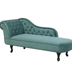 Beliani NIMES - Chaise longue - Mintgroen - Linkerzijde - Fluweel Clearance
