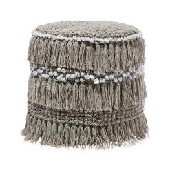 Beliani NOIDA - Poef - Beige - 44 cm - Katoen Clearance