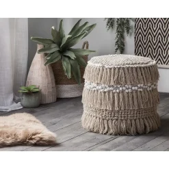 Beliani NOIDA - Poef - Beige - 44 cm - Katoen Clearance