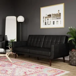 Loft24 Nola - Slaapbank 3 zits in kunstleer Zwart