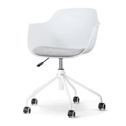 Leen Bakker Nolon Nout-Liz Bureaustoel Wit - Lichtgrijs Kussen - Wit Onderstel Discount