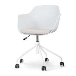 Leen Bakker Nolon Nout-Liz Bureaustoel Wit - Beige Kussen - Wit Onderstel