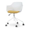 Leen Bakker Nolon Nout-Liz Bureaustoel Wit - Okergeel Kussen - Wit Onderstel Outlet