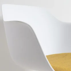 Leen Bakker Nolon Nout-Liz Bureaustoel Wit - Okergeel Kussen - Wit Onderstel Outlet