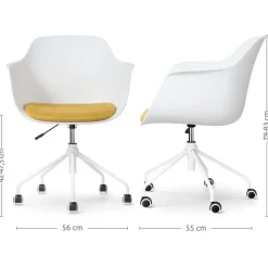 Leen Bakker Nolon Nout-Liz Bureaustoel Wit - Okergeel Kussen - Wit Onderstel Outlet