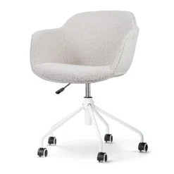 Leen Bakker Nolon Nout-Mare Bureaustoel Bouclé Beige - Armleuning - Wit Best