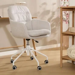 Leen Bakker Nolon Nout-Mia Bureaustoel Beige - met Armleuning - Wit Clearance