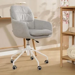 Leen Bakker Nolon Nout-Mia Bureaustoel Grijs - met Armleuning - Wit Discount
